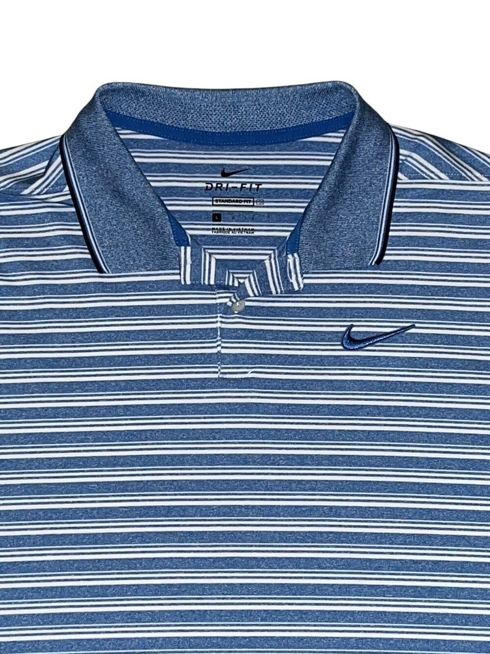 Nike Dri-Fit Short Sleeve Polo Shirt Blue Striped